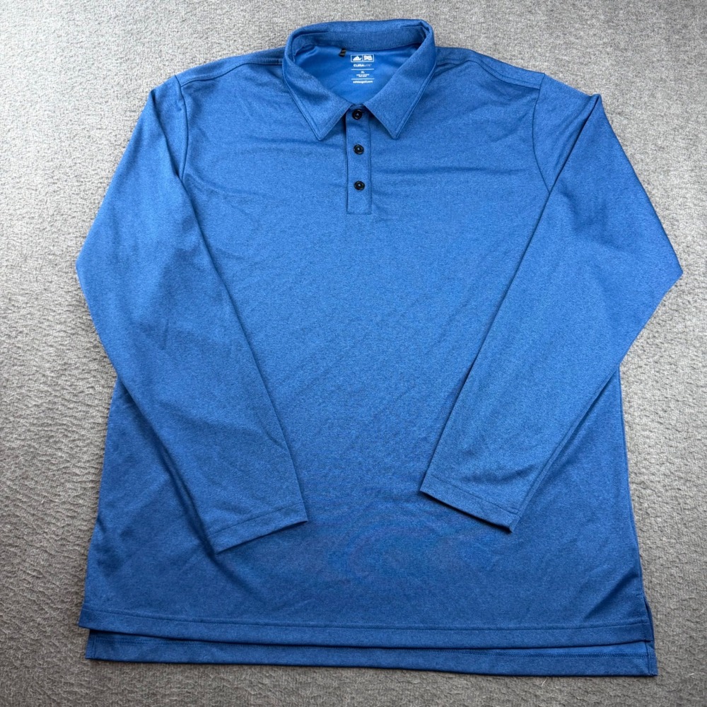 Adidas Golf Polo Shirt Men's XL Blue Climalite Long Sleeve Heathered Performance